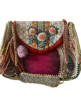 Vintage Boho Embellished Multicolor Shoulder Bag